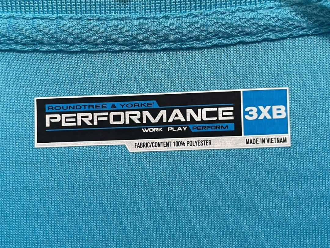 3XB Roundtree & Yorke Performance Golf Shirt Blue New