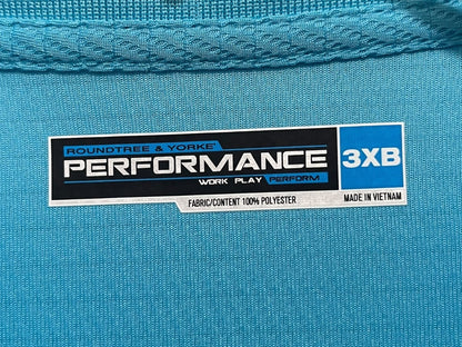 3XB Roundtree & Yorke Performance Golf Shirt Blue New