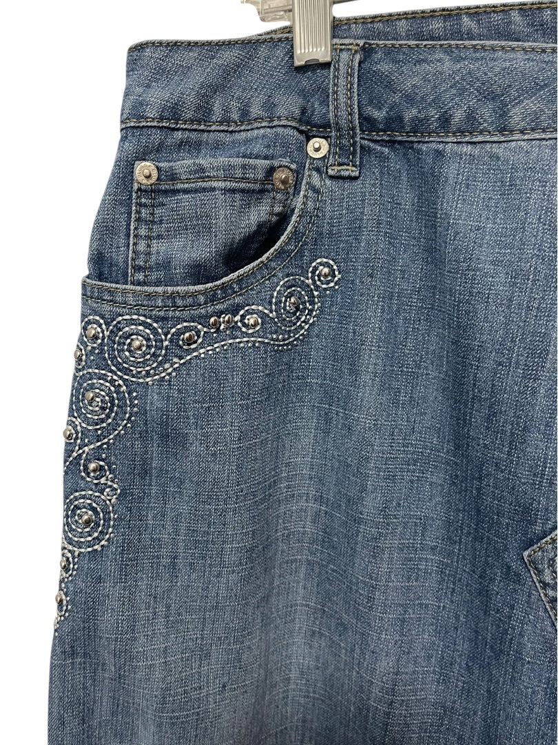 Size 16W Mwah Jeans Denim Skirt Midi Y2K Embellished Pockets