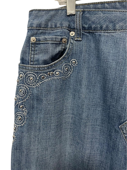 Size 16W Mwah Jeans Denim Skirt Midi Y2K Embellished Pockets