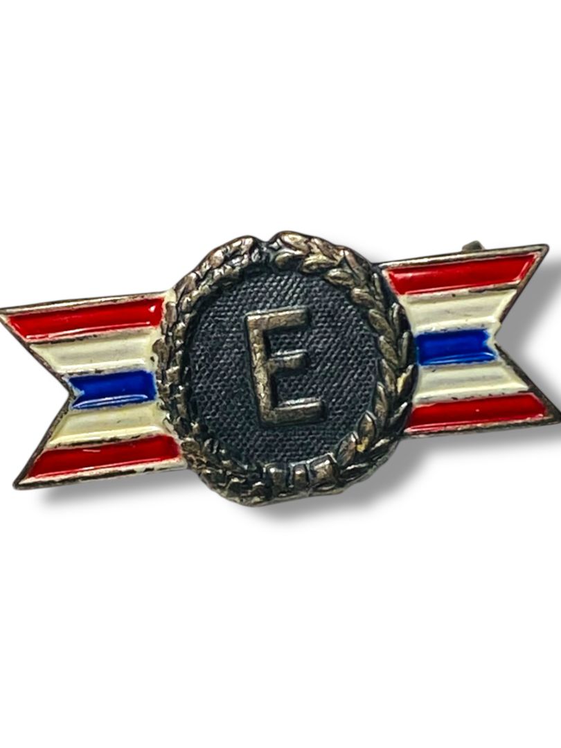 WWII Army Navy E Production Award Enamel Sterling Silver Pin .9"