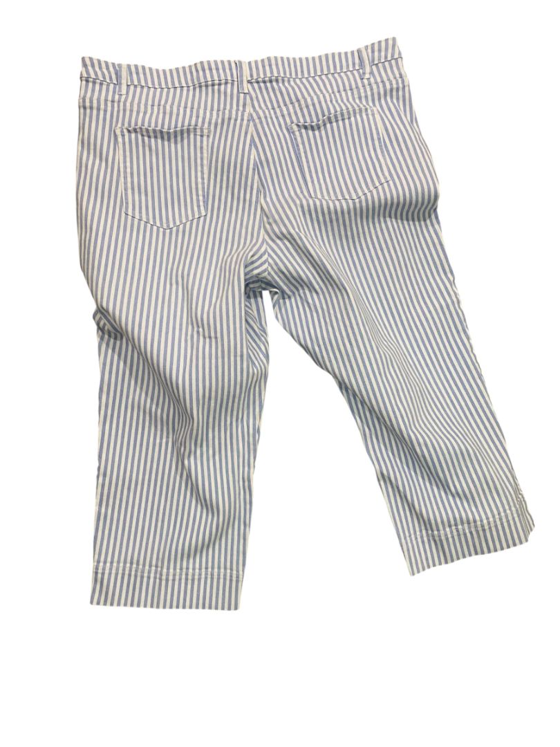 22W Coldwater Creek Womens Blue White Striped Crop Denim Pants