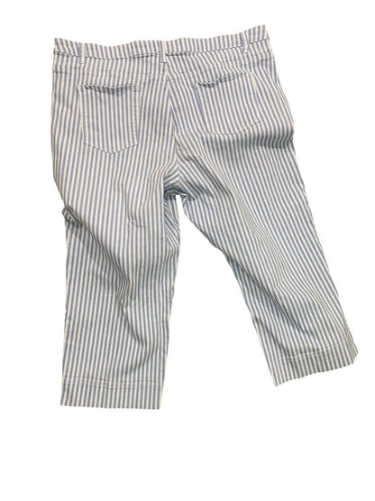 22W Coldwater Creek Womens Blue White Striped Crop Denim Pants