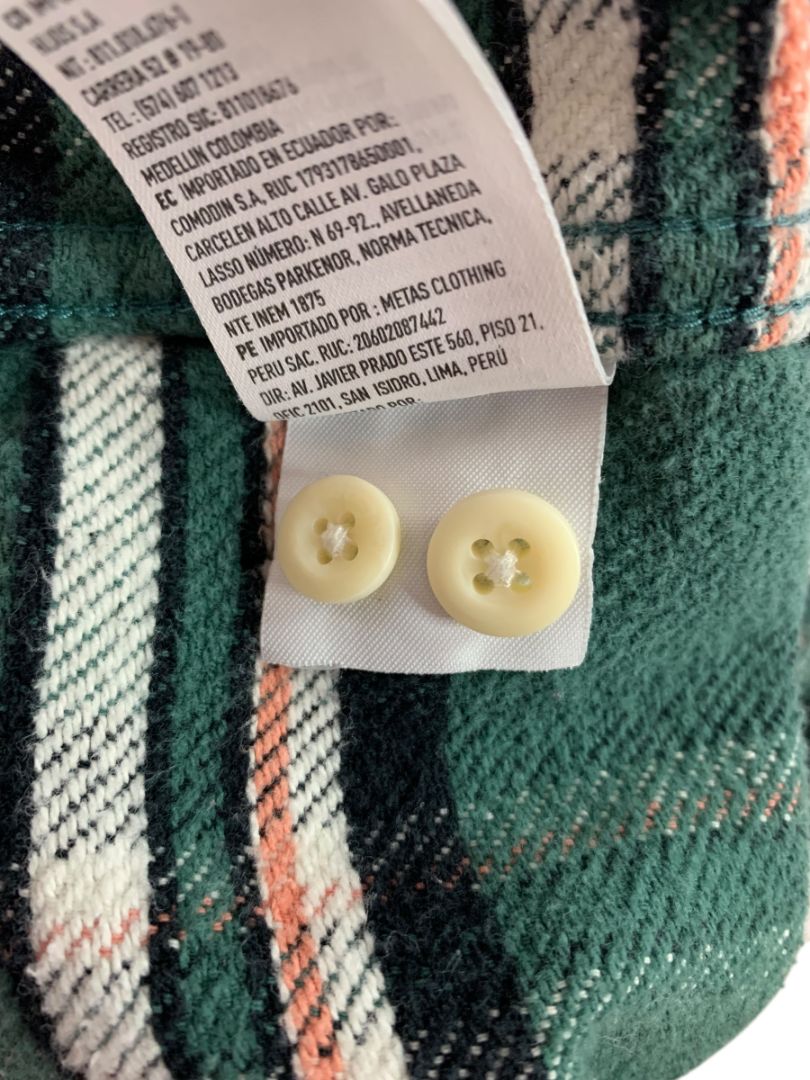 XL American Eagle Mens Button Up Heavy Weight Flannel Green Plaid