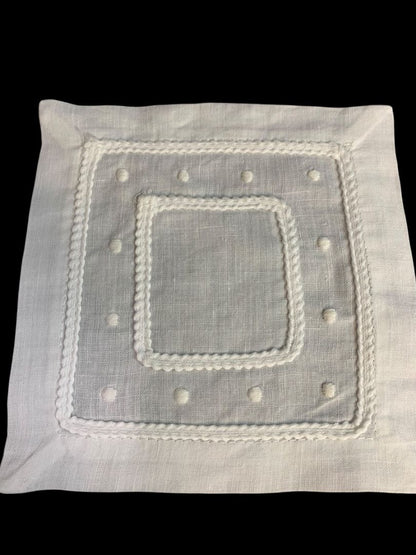 Vintage Cocktail Napkins Set of 6 White Dots Trim 5.5"