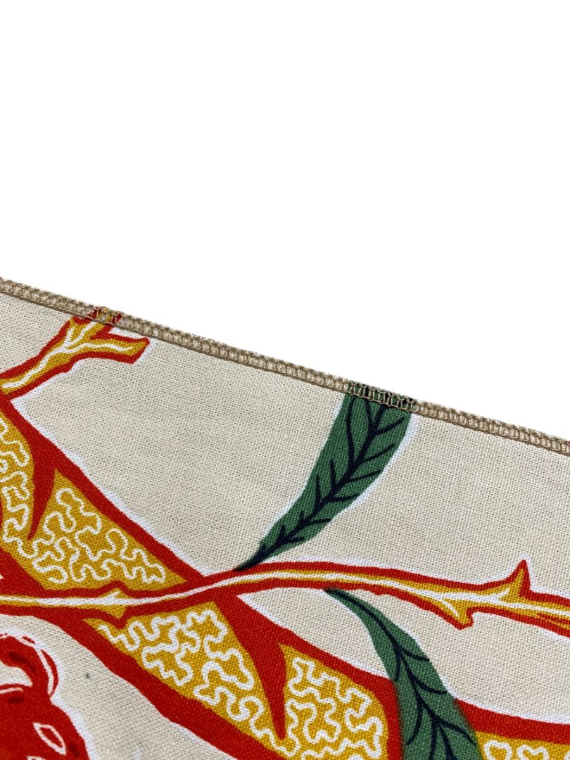 Brunschwig Fils 1 Piece Fabric Linen Cotton Blend 35 x 27.5" Selvage Flora Fauna