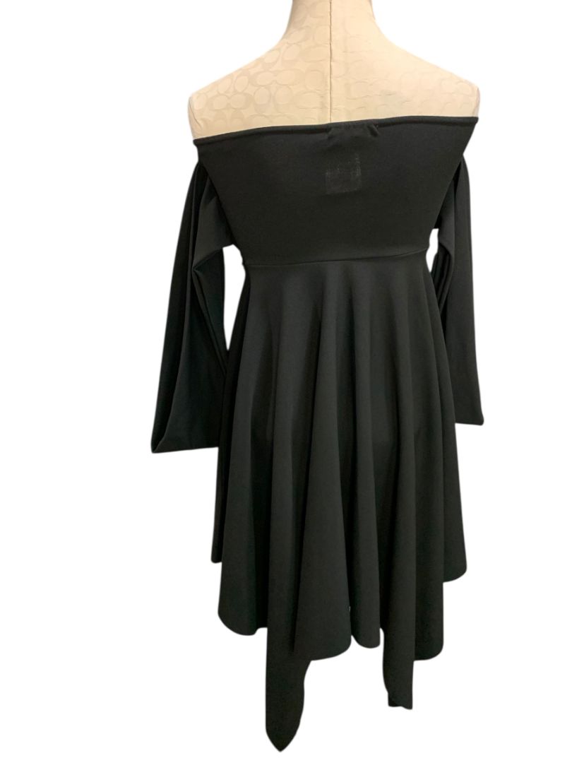 Size 6 Quiz Black Off Shoulder Dress New Hanky Hem Arm Drape