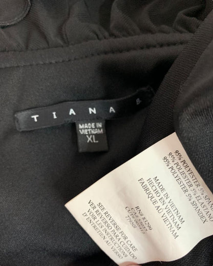 XL Tiana B Black Dress V-Neck Ruffle Sleeveless Polyester Blend