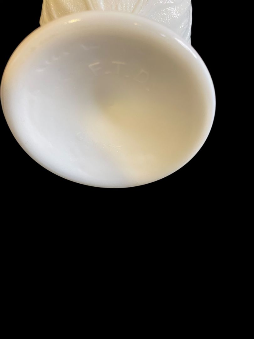 Vintage FTD Milkglass Planter Goblet Embossed Oak 6.5"h