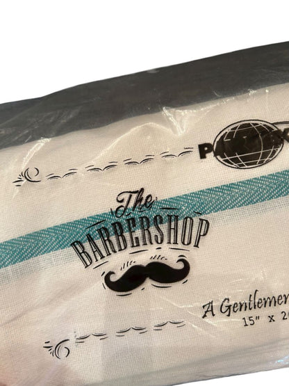 The BarberShop Lot of 17 Gentlemans Salon Towels 15" x 26" White Teal