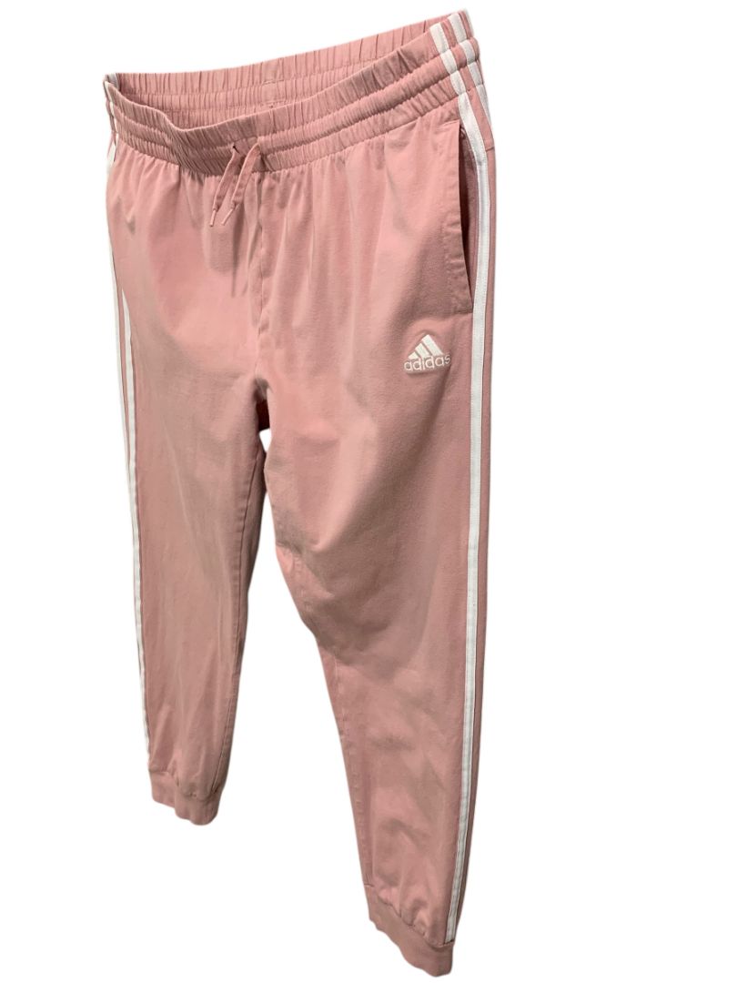 Size XL Adidas Womens Jogger Pants Pockets Pink 3 Stripe
