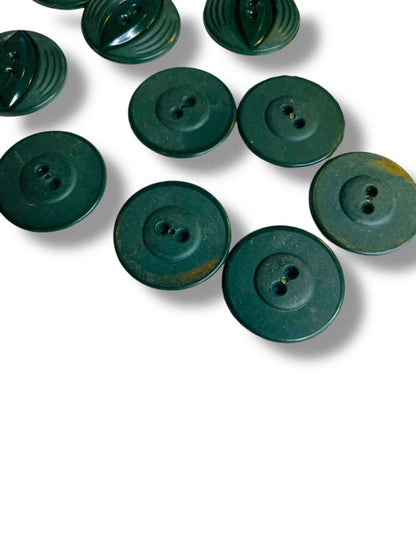 Lot of 11 Midcentury Buttons Assorted Dark Green Plastic Styles Craft Sew 1"