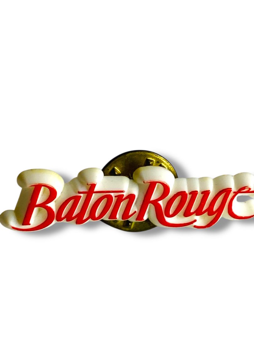 Vintage Lapel Pin Baton Rouge Louisiana Red White 1.25"