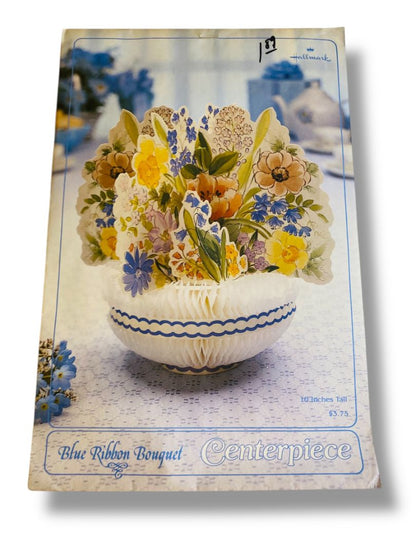 Vintage Hallmark Blue Ribbon Bouquet Honeycomb 10" 375CP101-3