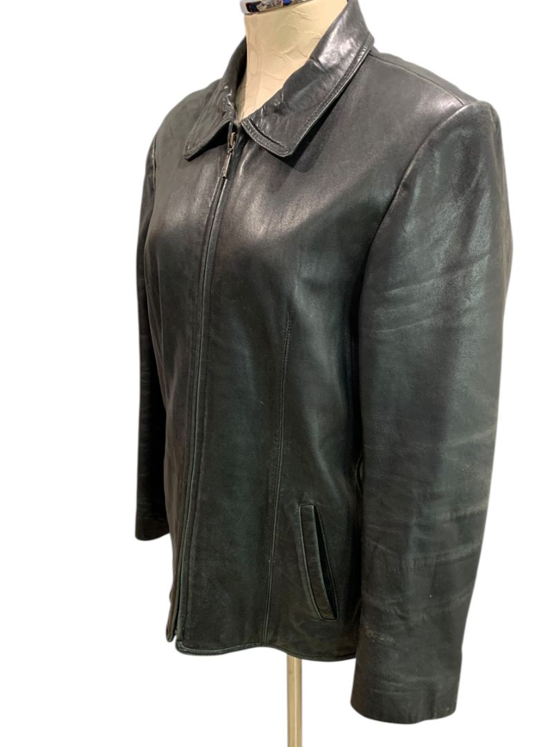 Large Adler Collection Womens Black Lamb Skin Zip Up Coat Jacket