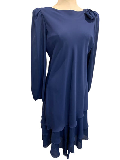 Medium After Dark Vintage Navy Blue Dress Shoulder Pads Rosette