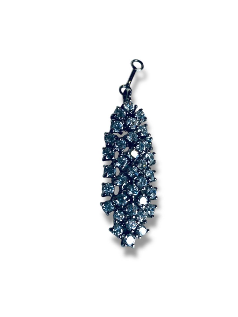 Shimmer Rhinestone Pendant Jewelry Clear Silvertone 33mm Drop