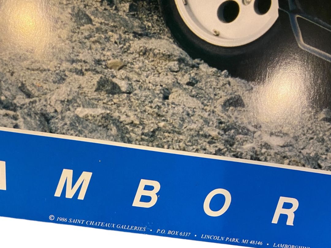 1986 Lamborghini Contauch Poster Black Retro Man Cave 19 x 16"