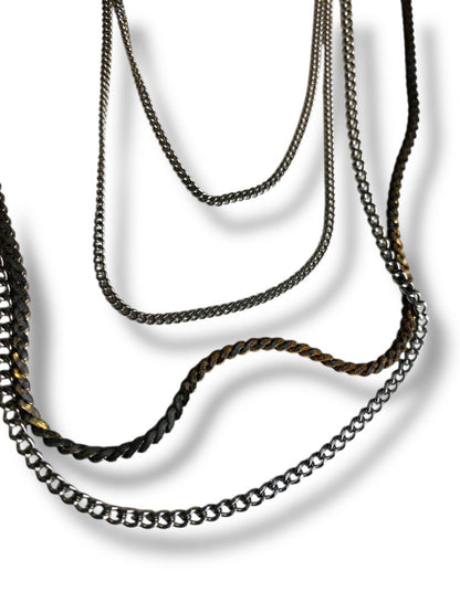 Lot of 4 Silvertone Chain Necklaces Assorted Lengths