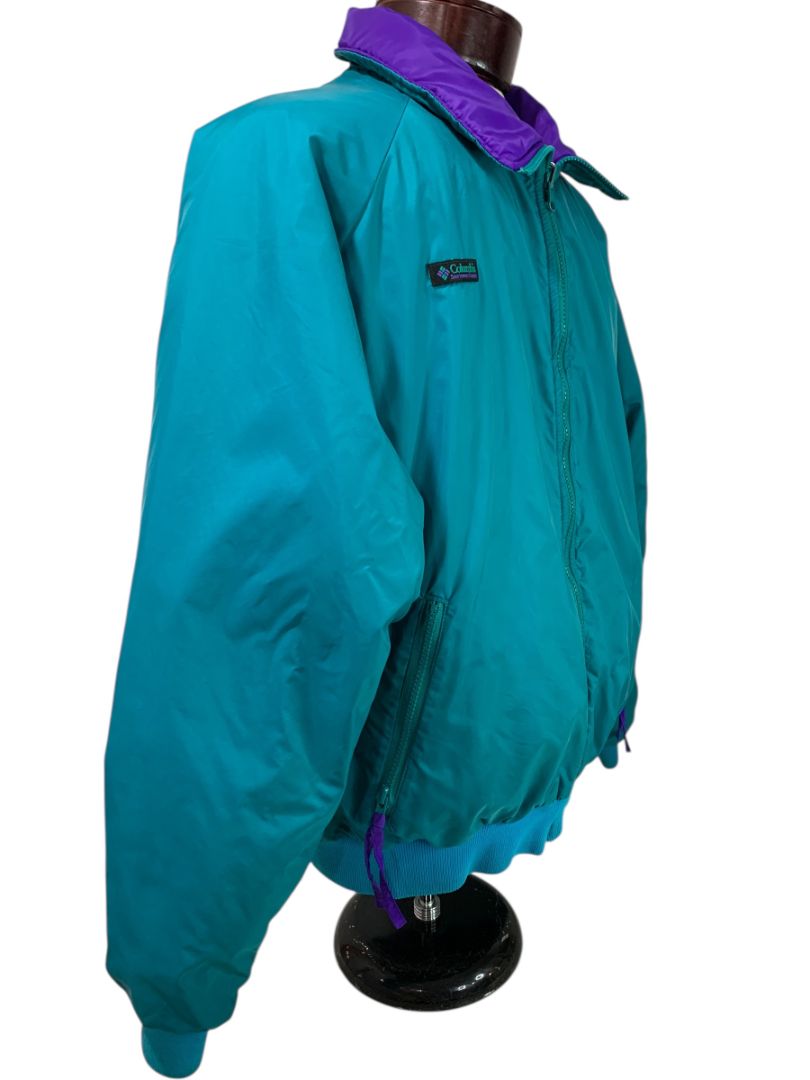 Size XL Columbia 1990s Reversible Mens Ski Jacket Teal Purple