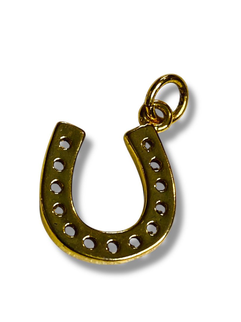 Goldtone Horseshoe Rhinestone Charm Pendant 12mm Lucky
