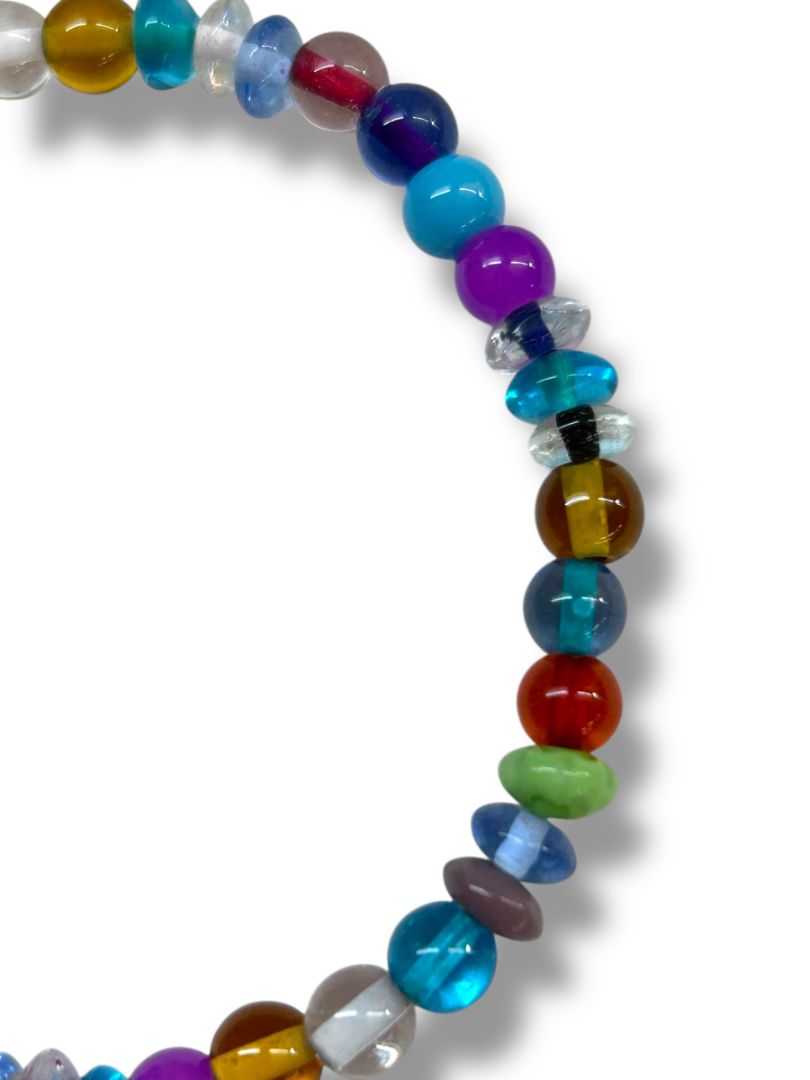 Multicolor Glass Beaded Stretch Bracelet Stretchy