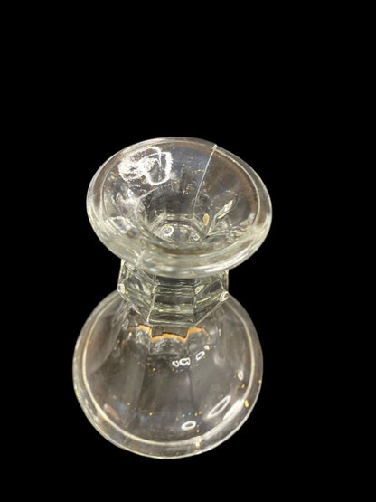 Vintage Clear Pressed Glass Candlestick 5" 8 Sided