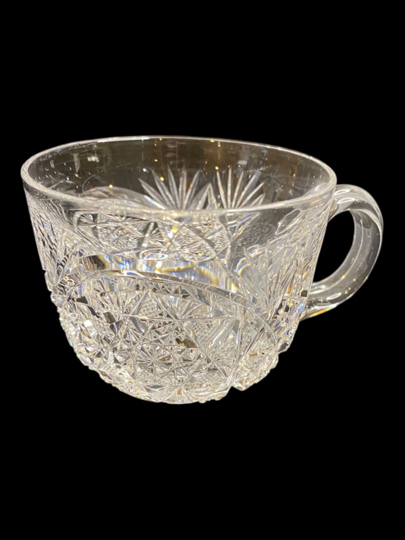 Vintage Crystal Punch Glass Clear Pressed Glass Mug 2.25"h