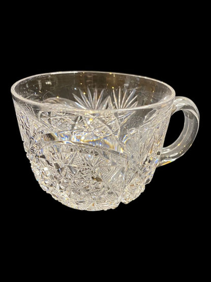 Vintage Crystal Punch Glass Clear Pressed Glass Mug 2.25"h