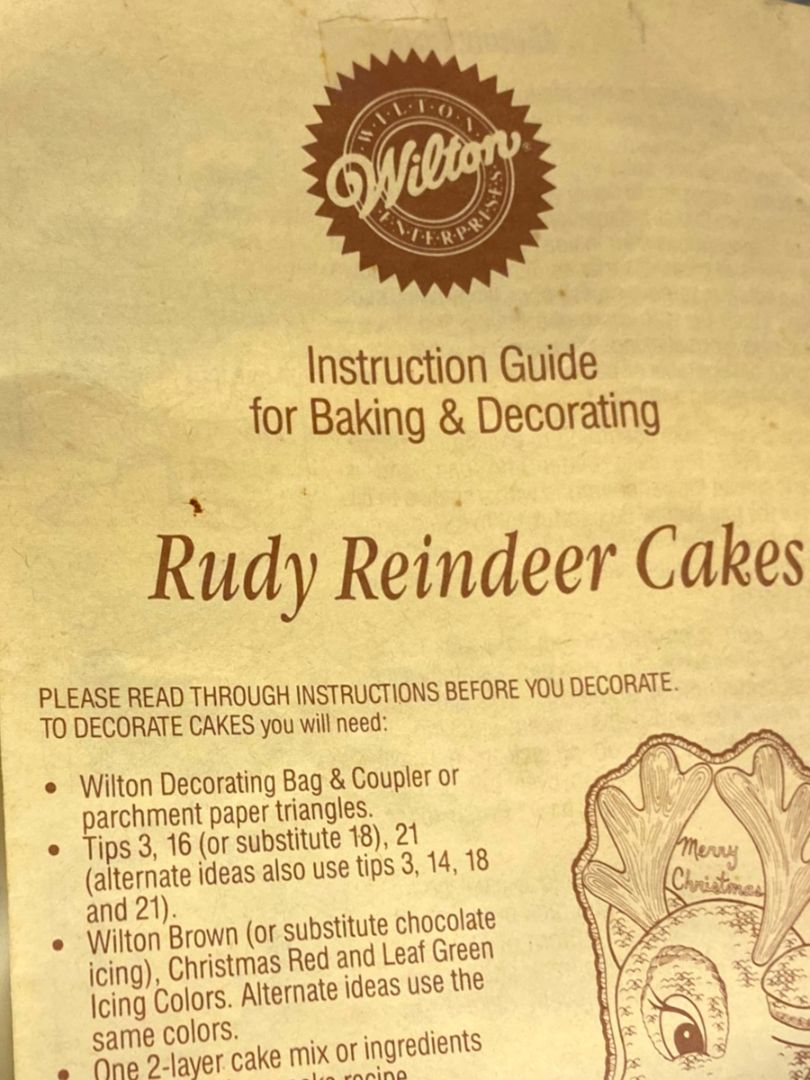 1988 Wilton Rudy Reindeer Cake Pan Mold Christmas 2105-1224