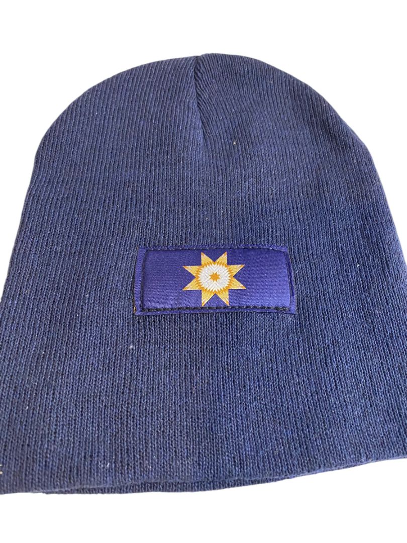 Adult Navy Blue Knit Beanie Hat Star Logo