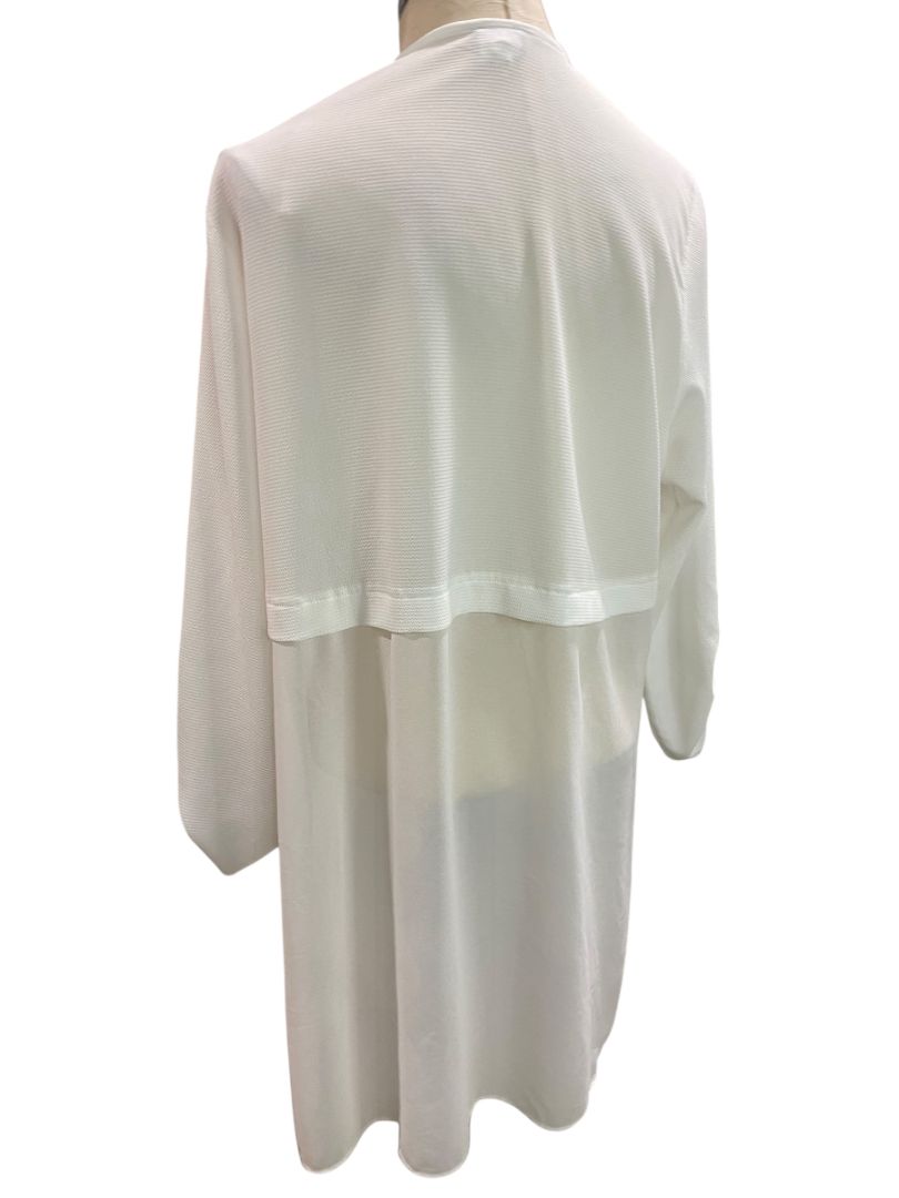 Size 12/14 Chicos Travelers Womens Off White Sheer Cardigan Waterfall Open