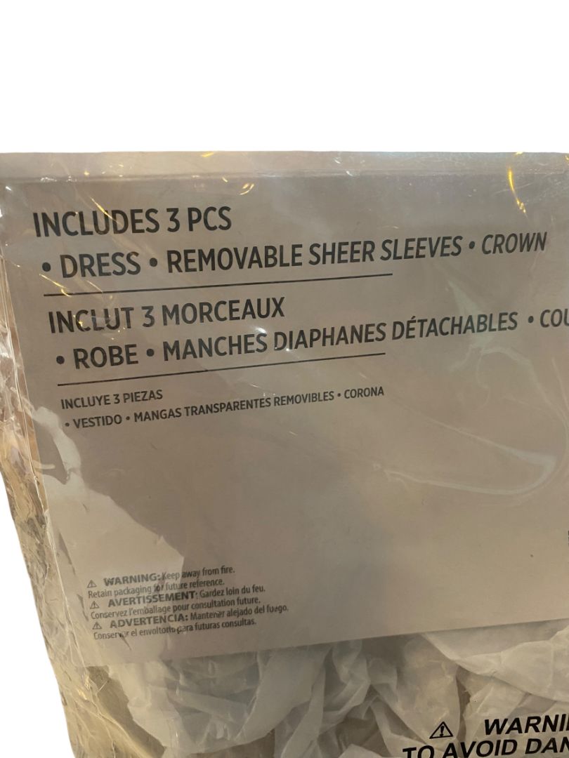 Size XL (14/16) Golden Princess Costume #1215 Amscan Dress Sheer Sleeves Crown