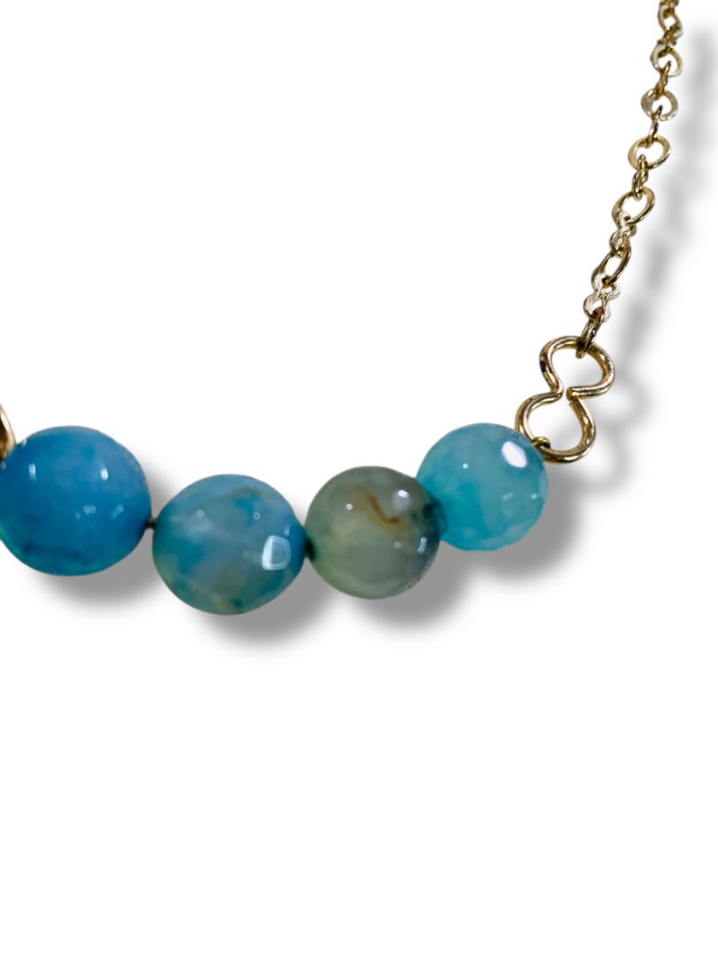 Goldtone Chain Blue Beaded Necklace 20"