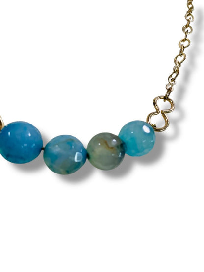 Goldtone Chain Blue Beaded Necklace 20"