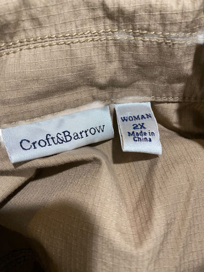 Size 2X Croft & Barrow Womens Tan Lightweight Full Zip Jacket Safari Style