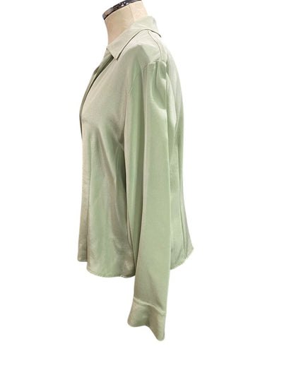 Size 16P Talbots Petites Stretch Silk Blend Womens Button Up Shirt