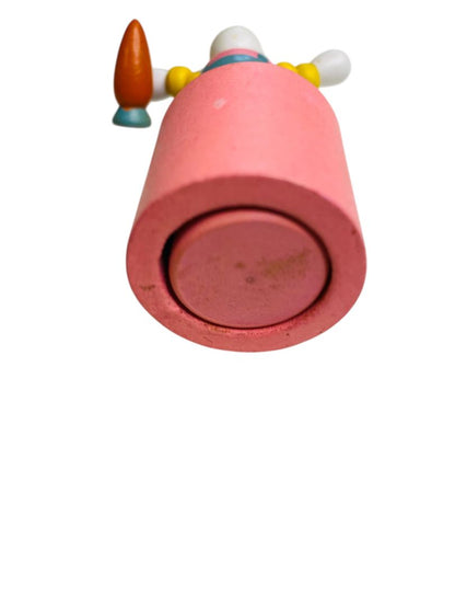 Wooden Push Puppet Collapsing Toy Easter Bunny Rabbit 4.5"