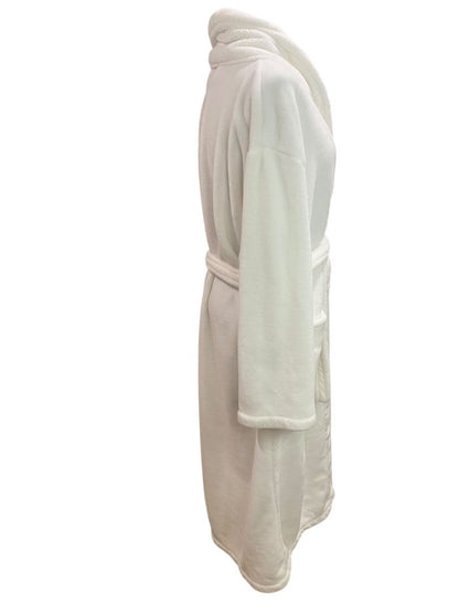 One Size White Belted Womens Robe Fleece Fluffy Pockets