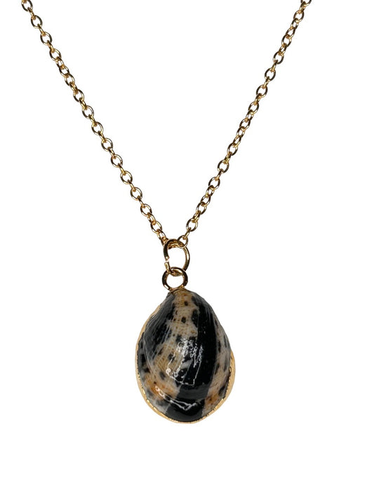 Goldtone 18" Chain Necklace Naural Shell Pendant Beachy Design Small Delicate