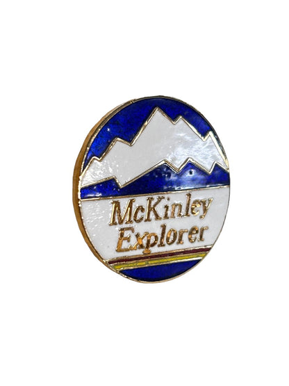 McKinley Explorer Lapel Pin Alaska 1" Diameter Blue White