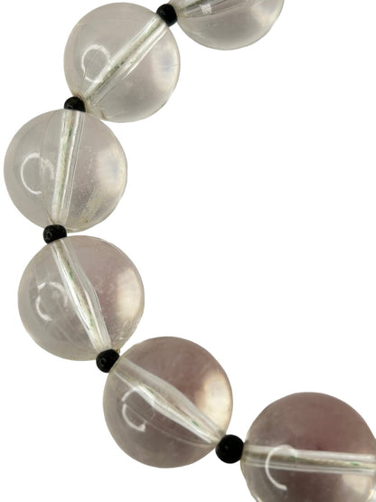 Vintage Clear Acrylic Beaded Statement Bracelet Black Spacers Retro 8.5"