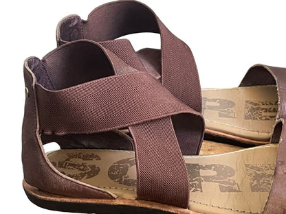 Size 9.5 Sorel Ella Leather Upper Sandals Brown Elastic Slip On