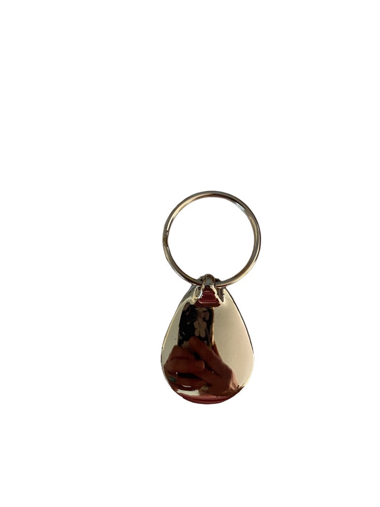 Silvertone Personalized Keychain Key Ring "Lisa" Droplet Shape 3"