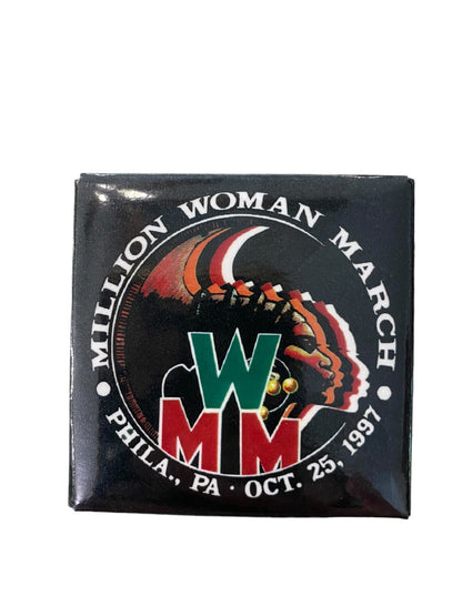 Million Woman March Philadelphia 2" Square Pinback Button 1997 MWM