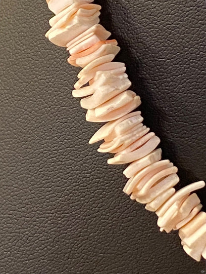 Chip Shell Puka Bead Necklace 16-18" Blush Pink Lobster Clasp Beachy Coastal