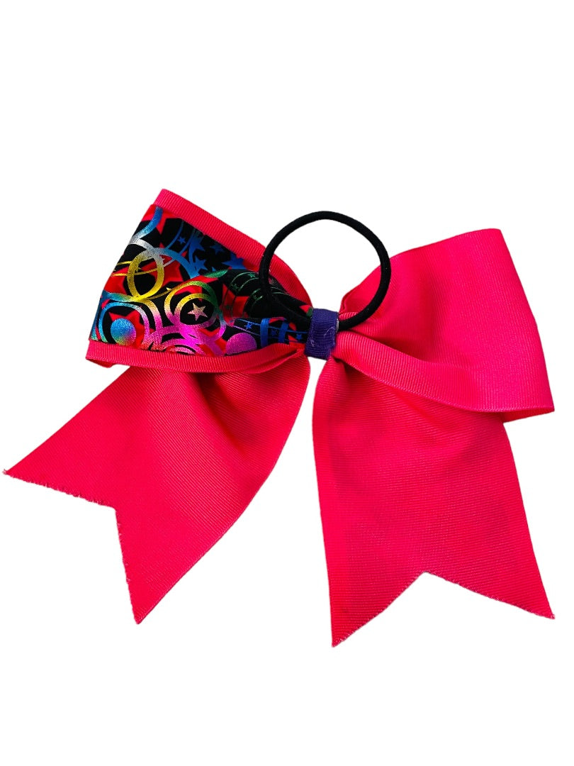 Girls Oversize Hair Bow 6.5" Elastic Ponytail Holder Hot Pink "Cool Stunt Bro"