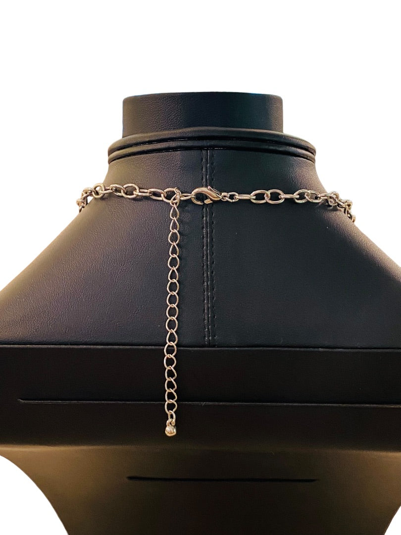 Silvertone Necklace Pink and Mauve Acrylic Faceted Beads 16-19" with 3" Drop