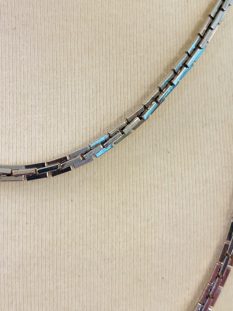 Silvertone Box Chain Necklace 62" Long Spring Clasp Shiny Strand String