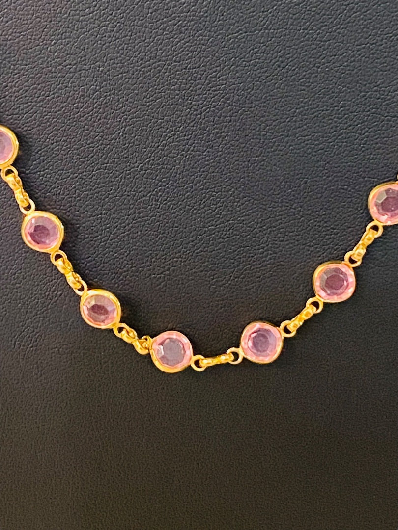 Goldtone Pink Signed Avon 22.5" Necklace Lobster Clasp